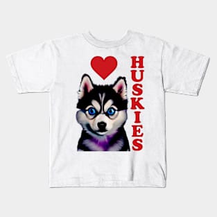 Love Huskies Kids T-Shirt